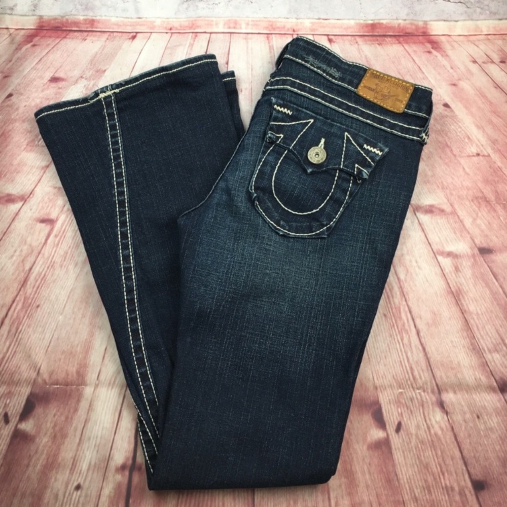 ☮️True Religion Twisted Flare Denim Jean Size 31x32”